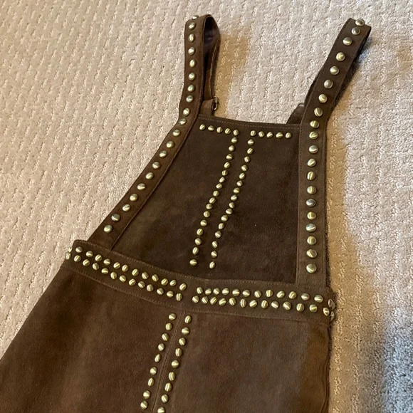 New Free People Understated Leather Hold Your Horses Suede Studded Mini Dress - Picture 2 of 5